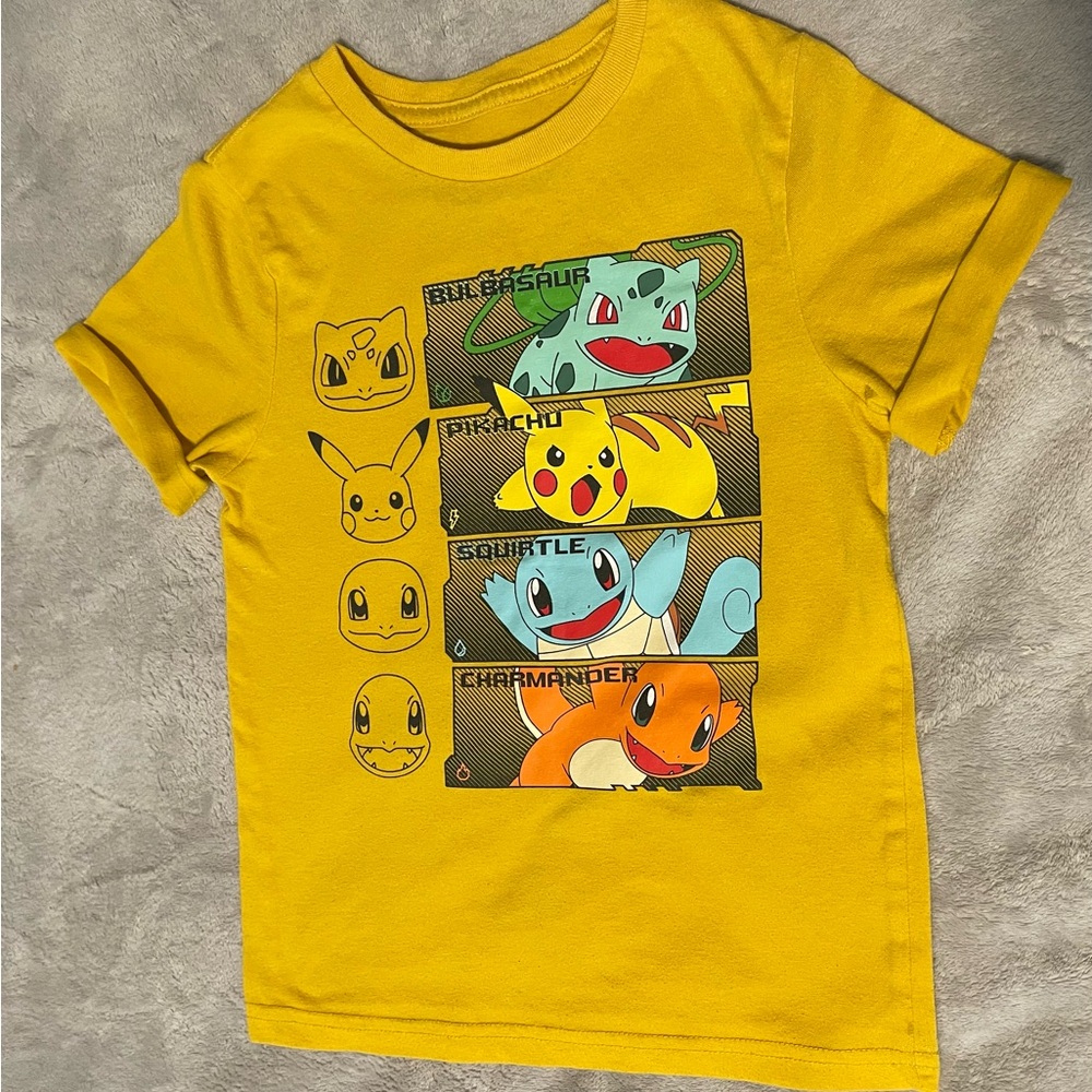 Vibrant Yellow Short Sleeve Tee with Pokémon Graphic